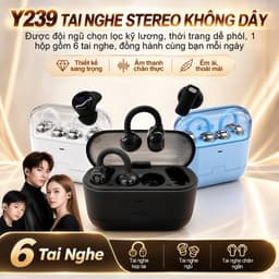 Y239 (3 cặp tai nghe) Tai Nghe 6 in 1 Mẫu Mới Nhất, 1 Cặp tai nghe kẹp tai và 1 Cặp tai nghe ngủ và 1 Cặp tai nghe chân ngắn, Đáp ứng mọi kịch bản – dùng là thích! Âm thanh nổi cấp độ HiFi, Nghe nhạc liên tục hơn 40 giờ 1
