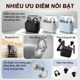 Y239 (3 cặp tai nghe) Tai Nghe 6 in 1 Mẫu Mới Nhất, 1 Cặp tai nghe kẹp tai và 1 Cặp tai nghe ngủ và 1 Cặp tai nghe chân ngắn, Đáp ứng mọi kịch bản – dùng là thích! Âm thanh nổi cấp độ HiFi, Nghe nhạc liên tục hơn 40 giờ 3