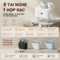 Y239 (3 cặp tai nghe) Tai Nghe 6 in 1 Mẫu Mới Nhất, 1 Cặp tai nghe kẹp tai và 1 Cặp tai nghe ngủ và 1 Cặp tai nghe chân ngắn, Đáp ứng mọi kịch bản – dùng là thích! Âm thanh nổi cấp độ HiFi, Nghe nhạc liên tục hơn 40 giờ 2