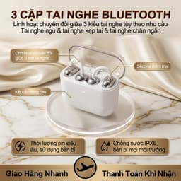 Y239 (3 cặp tai nghe) Tai Nghe 6 in 1 Mẫu Mới Nhất, 1 Cặp tai nghe kẹp tai và 1 Cặp tai nghe ngủ và 1 Cặp tai nghe chân ngắn, Đáp ứng mọi kịch bản – dùng là thích! Âm thanh nổi cấp độ HiFi, Nghe nhạc liên tục hơn 40 giờ 6