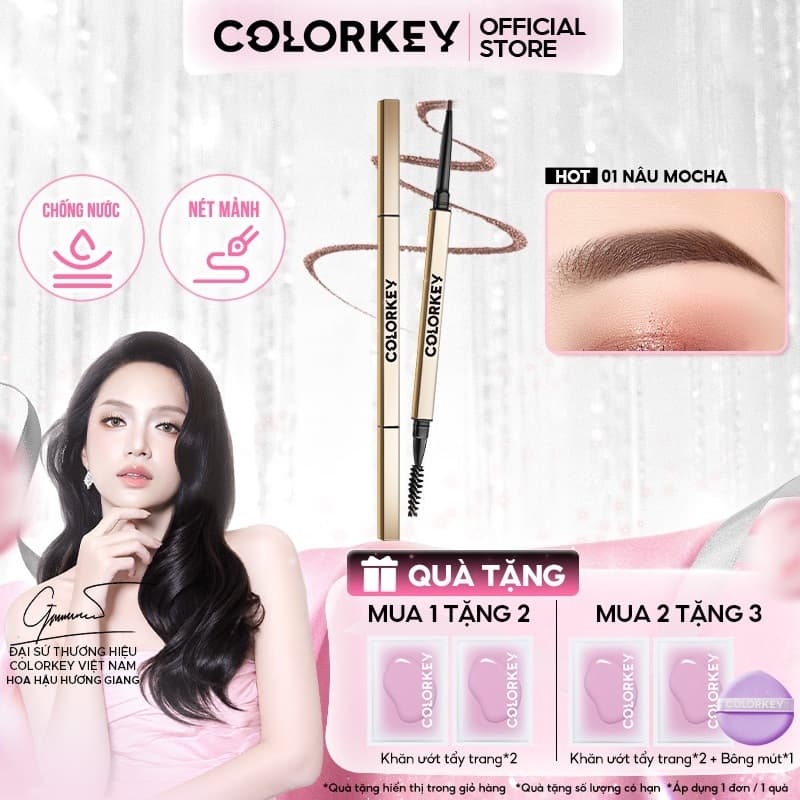 COLORKEY Bút Chì Kẻ Lông Mày Thiết Kế Hai Đầu Chống Mồ Hôi Tiện Lợi