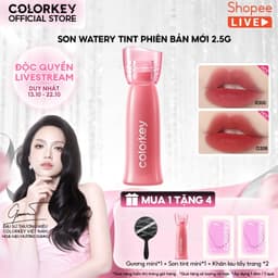 [LIVE - MUA 1 TẶNG 4] Son COLORKEY Watery Tint Phiên Bản Mới - Bền Màu Lâu Trôi, Dưỡng Ẩm Nhẹ Môi, Không Dính Cốc 2.5g 1