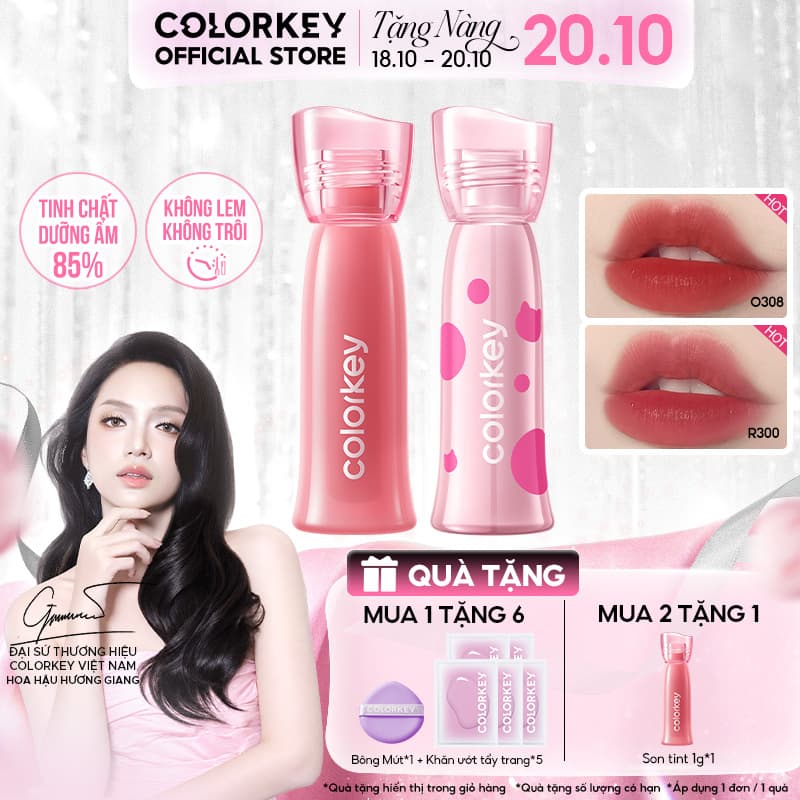 [MUA 2 TẶNG 1] Son COLORKEY Watery Tint, Lì Mịn Nhẹ Môi, Không Dính, Lâu Trôi 1.8g