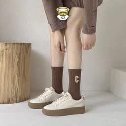 🍥jellycuty🍥 🧦Tất Cổ Cao Nữ Họa Tiết Chữ C, Vỡ Cổ Cao Họa Tiết Chữ C Vải Cotton Mềm Mịn 7