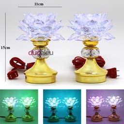 [ Hàng loại 1 ] Bộ 2 đèn thờ cúng hoa sen đổi nhiều màu, đèn hoa sen bàn thờ, đồ thờ cúng | Đức Hiếu Shop 2