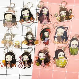 (mua 1 tặng 1) ( Mica trong acrylic ) Móc khóa Kimetsu no Yaiba Thanh gươm diệt quỷ Nezuko anime chibi 1
