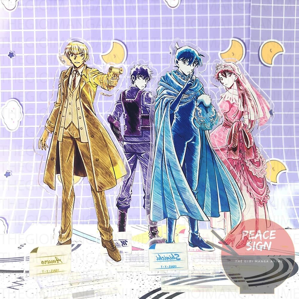 (TẶNG KÈM CARD) Mô hình standee Conan Thám tử lừng danh ver màu sắc tượng acrylic anime mica chibi trang trí trưng bày