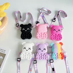 Túi silicon bearbrick, xách đeo chéo pop it hình gấu nhỏ xinh, thời trang - bong bóng pop-it 2