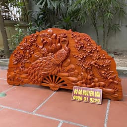 Tranh Quạt Phu Thê Gỗ Hương Kích Thước 50*100cm 5