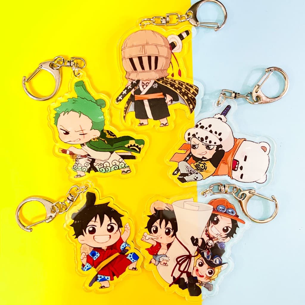 Mua 1 tặng 1 ( Mica trong acrylic ) Móc khóa anime ONE PIECE ĐẢO HẢI TẶC ver WANO chibi anime xinh xắn