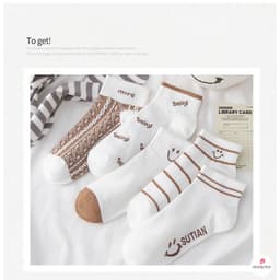 SET 5 Tất cổ ngắn nữ Hình Mặt cười chất liệu cotton thoáng khí 2