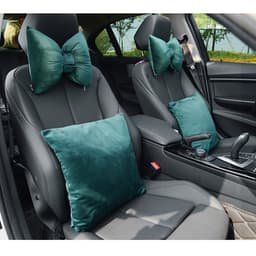 Bộ gối tựa lưng kèm gối tựa đầu ô tô vải nhung cao cấp loại đẹp 2