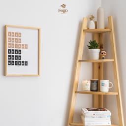 Kệ thang góc tường chữ A FEGO gỗ thông tự nhiên 5 tầng 5