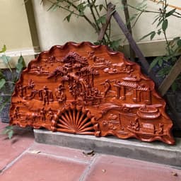Tranh Quạt Gỗ Đồng Quê Kích Thước 60*120cm sơn pu cao cấp 2