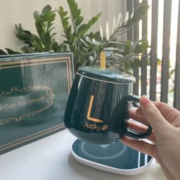 [XẢ KHO] Cốc Hâm Nóng đồ uống kèm đế điện, Bộ ly sứ kèm đế điện hâm nóng trà, cafe, hâm sữa - VS466 4