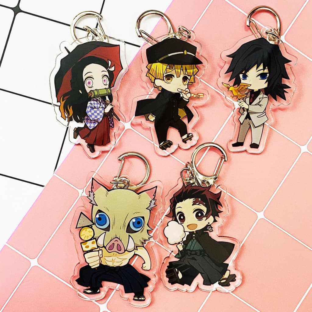 (mua 1 tặng 1) ( Mica ) Móc khóa Kimetsu no Yaiba Thanh gươm diệt quỷ ver edo quà tặng dễ thương anime chibi