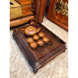 Bộ Ấm Chén Pha Trà Gỗ Hương Nguyên Khối Đẹp Bền 1