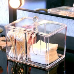 Hộp đựng bông tẩy trang và tăm bông bằng mica trong suốt cao cấp , hộp đựng trang sức tiện lợi 4