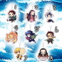(mua 1 tặng 1) Móc khóa Kimetsu No Yaiba Thanh Gươm Diệt Quỷ mica ẢNH ANIME CHIBI dễ thương 1