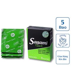 Bao cao su Sagami Type E, Thiết kế có gân gai giúp tăng kích thích, ôm sát thoải mái, Hộp 5 cái 3