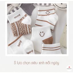 SET 5 Tất cổ ngắn nữ Hình Mặt cười chất liệu cotton thoáng khí 6