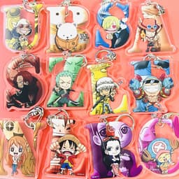 (mua 1 tặng 1) Móc khóa mica in hình ONE PIECE ĐẢO HẢI TẶC ver CHỮ CÁI hình in 2 mặt 1