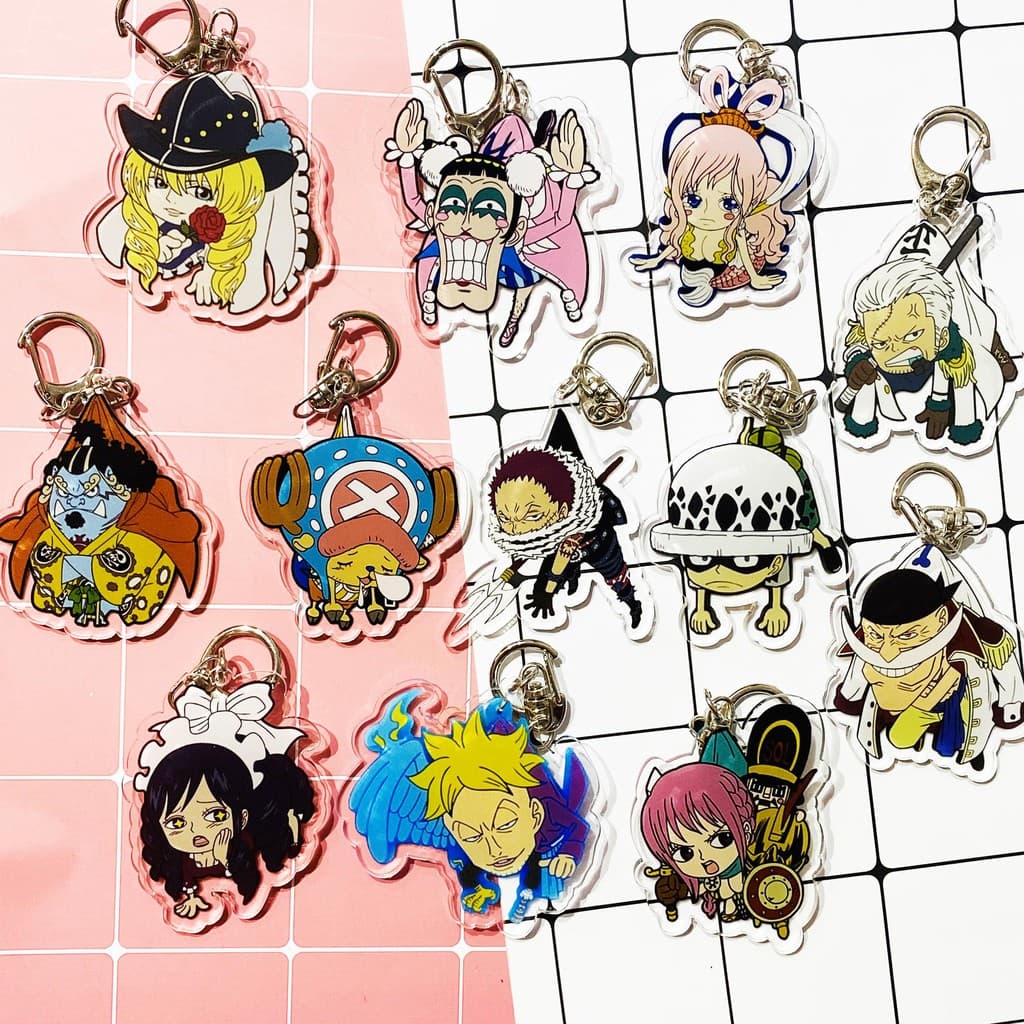 Mua 1 tặng 1 (Mica trong acrylic) Móc khóa One Piece Đảo Hải Tặc ver TREO NGƯỜI quà tặng dễ thương anime chibi