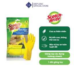 Găng tay đa dụng hương chanh Scotch brite size L, găng tay cao su thiên nhiên, an toàn cho da 1