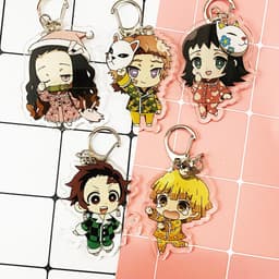 (mua 1 tặng 1) ( Mica trong acrylic ) Móc khóa Kimetsu no Yaiba Thanh gươm diệt quỷ ver mặc đồ ngủ anime chibi 1