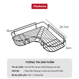 Kệ Góc Nhà Tắm Thép Không Gỉ JYoohome Kệ Dán Tường Tam Giác Nhà Bếp Phòng Tắm Chịu Tải 5KG 7