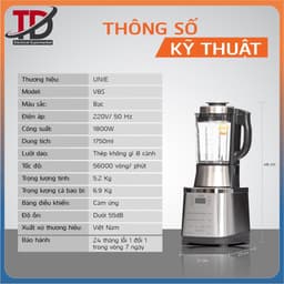 Máy Làm Sữa Hạt Unie V8S - 1.75Lit 1800W - Xay Nấu Đa Năng - Bảo Hành Chính Hãng 2 Năm 6
