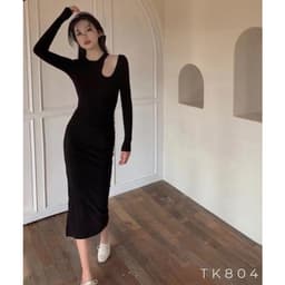 Đầm Nữ Body Khoét Vai Dáng Dài - Váy Thun Gân Bó Eo Hở Vai [Hàng Thiết Kế Lahoute] 2
