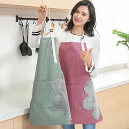 Tạp Dề Phong Cách Hàn Quốc Có Khăn Lau Tay Bên Hông, Tạp Dề Chống Thấm Nước Có Túi 3
