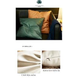 Gối tựa lưng phong cách Châu Âu chất liệu Simili đơn sắc sang trọng giả da Limiho Shop 4