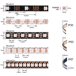 ĐÈN LED FULL MÀU NEOPIXEL ARGB WS2812B 60LED/MÉT CUỘN 5 MÉT ĐIỆN ÁP 5V 7