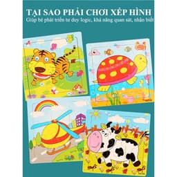 Combo 10 Đồ Chơi Xếp Hình Lắp Ráp Tranh Ghép Gỗ 9 Mảnh Nhiều Chủ Đề Size 15*15cm (Giao Ngẫu Nhiên Không Trùng) 3