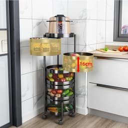 Kệ Để Đồ 3 4 5 Tầng Xoay Thông Minh, Kệ Bếp Để Rau Củ Quả Đồ Đạc Rổ Xoay 360 Độ Thép Không Gỉ MKS029 9