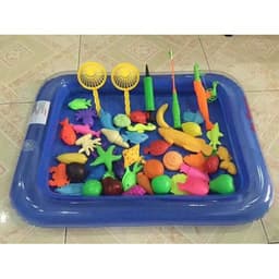 Bể phao câu cá cho bé đầy đủ phụ kiện kèm phao lớn 60X45CM 2