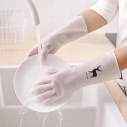 Găng tay rửa chén bát làm bếp JYoohome Bao tay cao su chống ăn mòn bảo vệ tay làm vườn, rửa bát 2