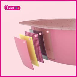 Bộ nồi chảo hoa đá kèm xửng hấp nấu đồ ăn dặm, men đá chống dính cao cấp cho bé 7