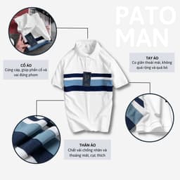 Xả hàng áo polo nam nữ PATO áo thun kẻ ngang màu cực đẹp, chất cotton cá sấu phong cách đơn giản 3