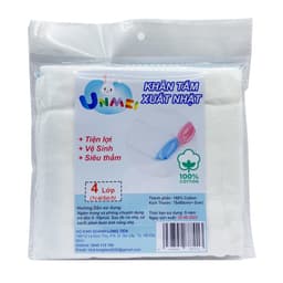 Khăn Tắm Xô 4 Lớp Cao cấp Unmei  75 x 80 cm, 100% Cotton (1 Cái/bịch) 2