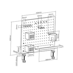 Bảng treo đồ HyperWork Aster PG02 Pegboard, chất liệu thép chống gỉ, phụ kiện setup bàn làm việc 9