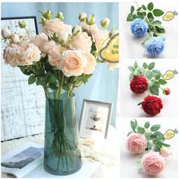 Cành hoa mẫu đơn 3 bông xinh xắn decor chụp ảnh ( hoa hồng lụa hoa giả ) 1