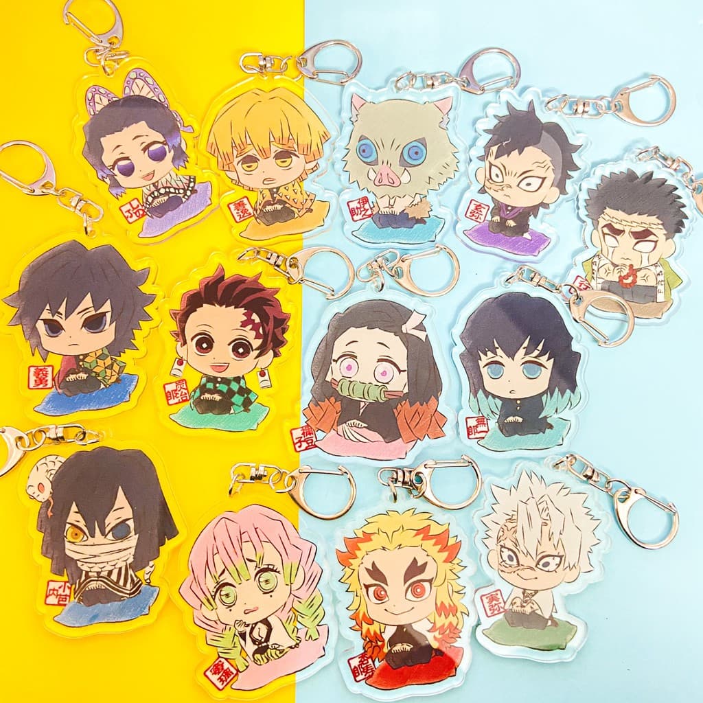 (Mua 1 tặng 1) Móc khóa KIMETSU NO YAIBA THANH GƯƠM DIỆT QUỶ VER NGỒI TRÊN GỐI quà tặng Mica trong acrylic
