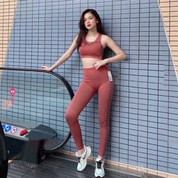 Bộ tập gym nữ , đồ tập thể thao chun dệt 3 lỗ vân sườn 4