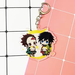 (mua 1 tặng 1) ( Mica ) Móc khóa Kimetsu no Yaiba Thanh gươm diệt quỷ ver nền cute quà tặng dễ thương anime chibi 5
