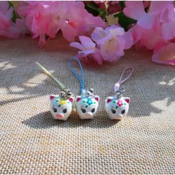 Móc treo lục lạc nhiều hình xinh xắn THỎ TRẮNG DARUMA LỢN ĐẤT HOA ĐÀO BÚP BÊ NHẬT trang trí trưng bày đẹp 7