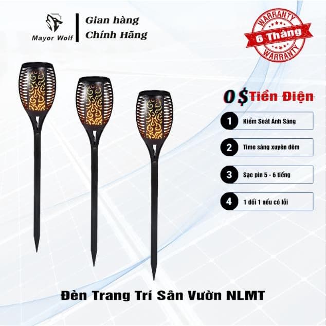 Đèn năng lượng mặt trời sân vườn, đèn sân vườn Chính Hãng Mayor Wolf
