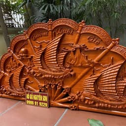 Tranh Quạt Thuận Buồm Xuôi Gió Gỗ Hương kích thước 60*120cm,ván 5cm 6